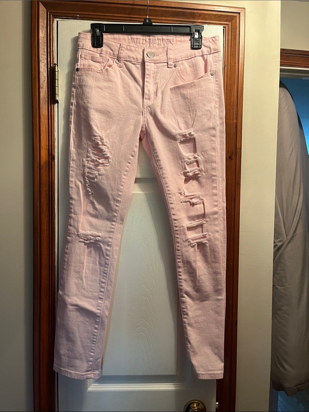 VIP Light Pink Distressed Skinny Jeans